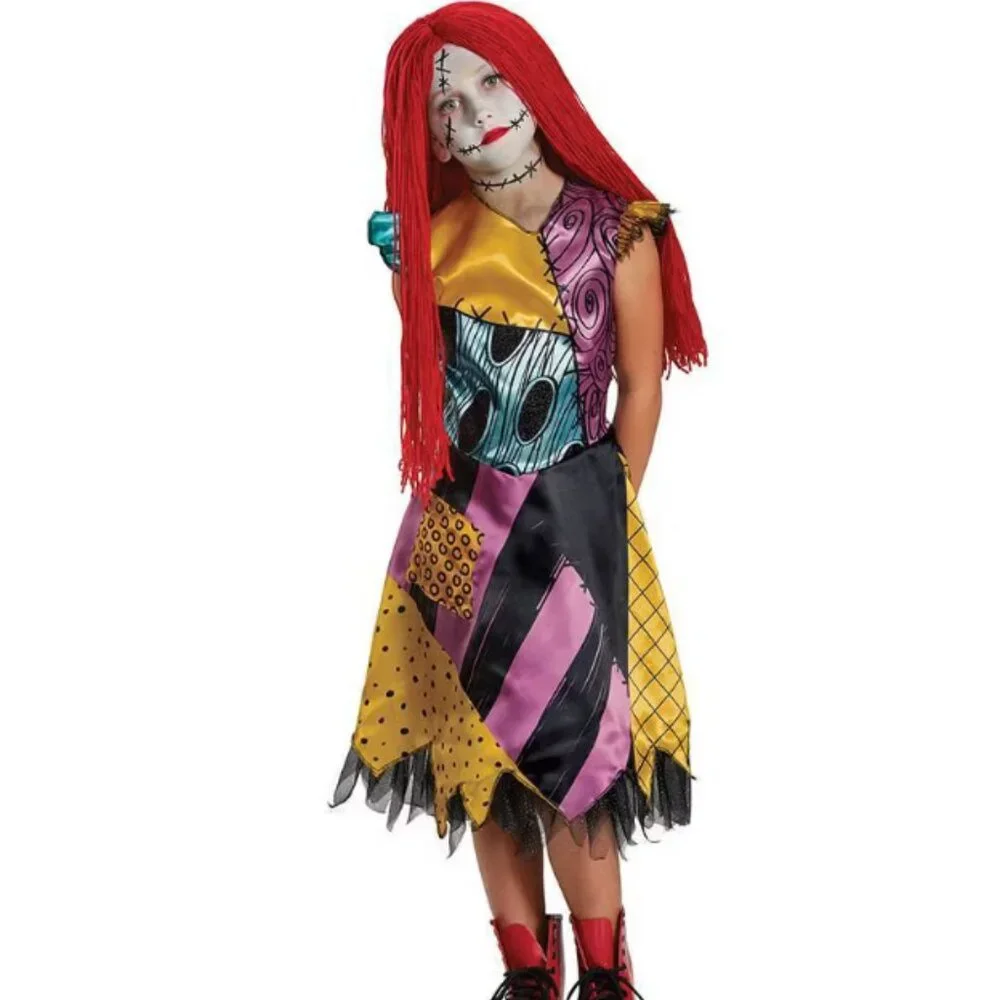 Nightmare Before Christmas Sally 7/8 Halloween Costume Dress Disney Kids Girls